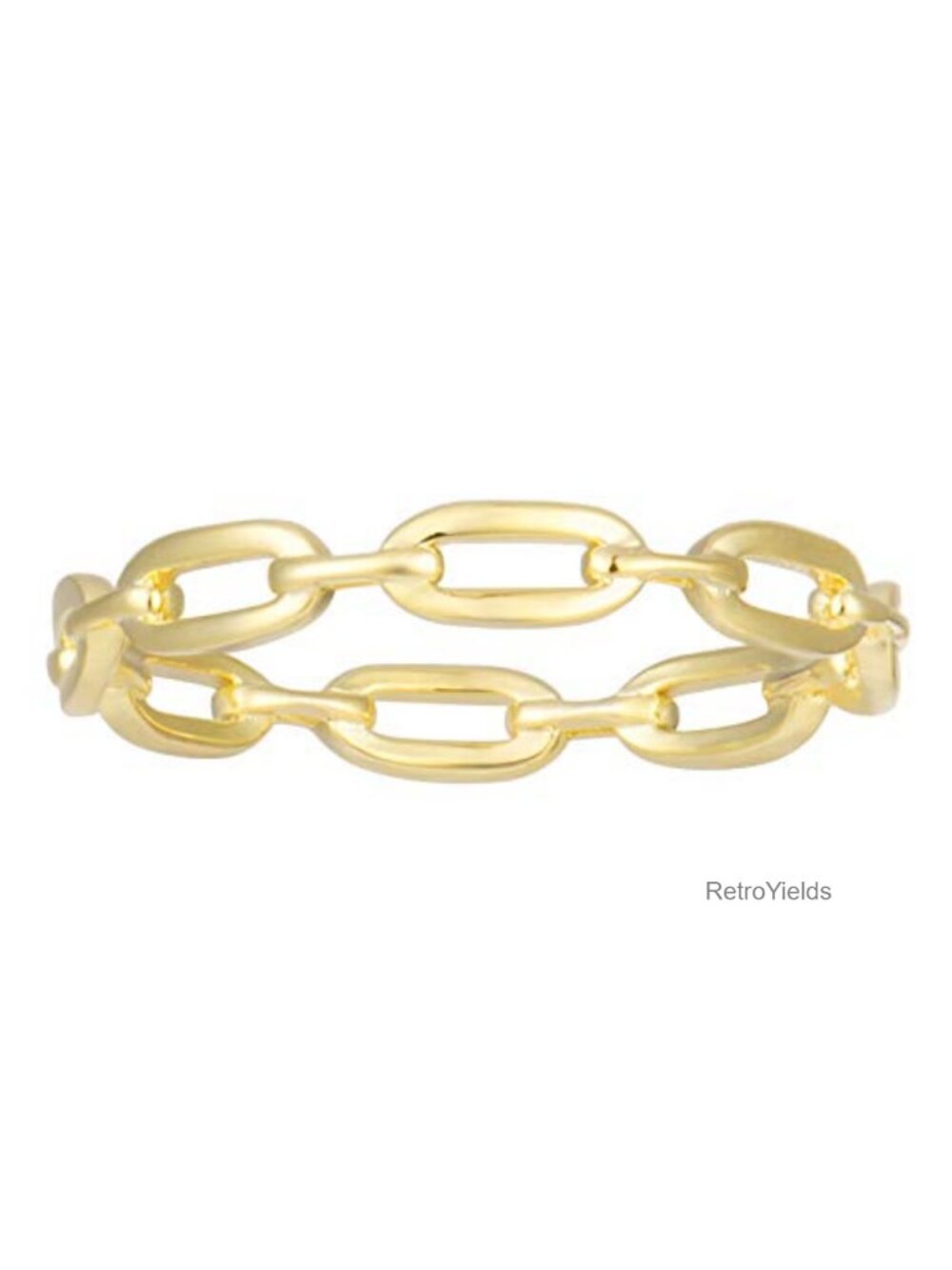 Sterling Silver 18K Gold Plated Link Ring Minimalist Stacking Band